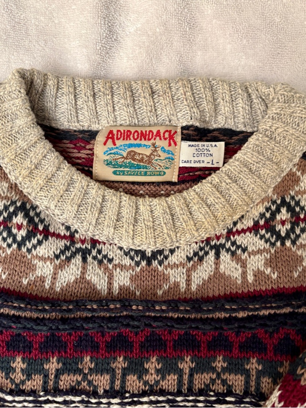 Adirondack 100% Cotton Sweater | Classic Outdoor Knit Pullover - Picture 3 of 3